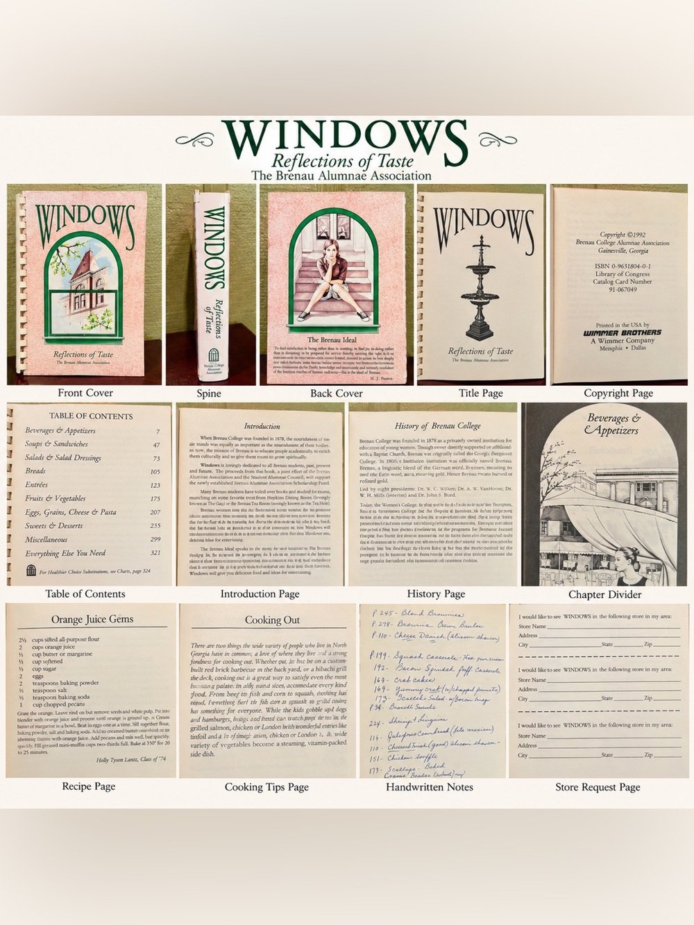 Vintage 1992 WINDOWS Reflections of Taste Brenau Alumnae Association Cookbook